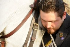 2019 Edinburgh Captain Connor Geddes takes a moment with his favourite horse