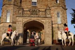2019 Edinburgh Captain and Lass outside Dalmahoy Hotel with mounted officers of Royal Scots Dragoon Guards