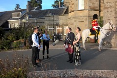 2019 Edinburgh Captain and Lass interviewed by German TV crew from ZDF TV outside Dalmahoy