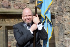 Gordon Rutter, bearer of the Blue Blanket for Incorporated Trades of Edinburgh and Historian to Edinburgh March Riding Association