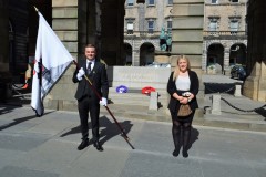 2021 Captain and Lass Elect, Jay Sturgeon and Abbie McDowall following the laying of the wreath at the City Chambers War Memorial
